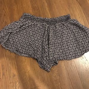 Blue Patterned Flowy Shorts